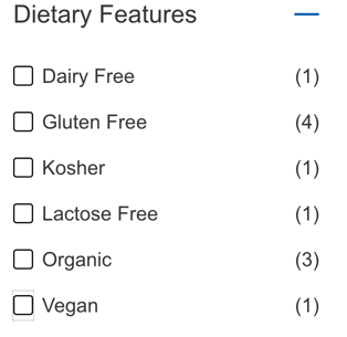 Rice facet showing only 1 vegan option