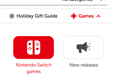 nintendo.com homepage top nav