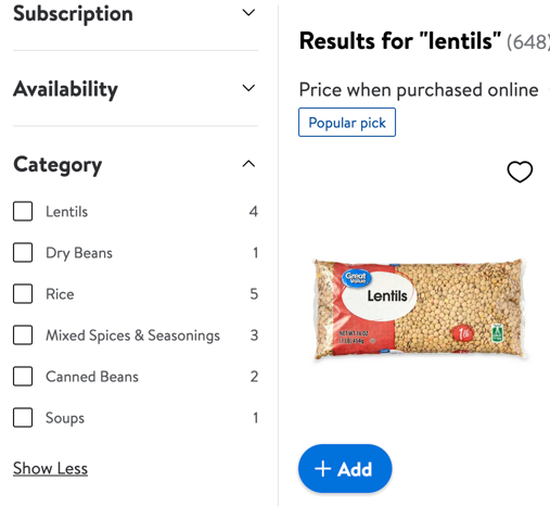 category facets showing 16 total products despite having 648 results